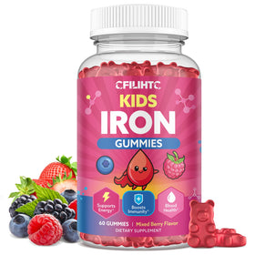 Gummies de fer CFILIHTC pour enfants, 60 gummies au goût de fraise