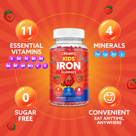 Gummies de Fer CFILIHTC pour Enfants, gummies à la fraise dans un bol
