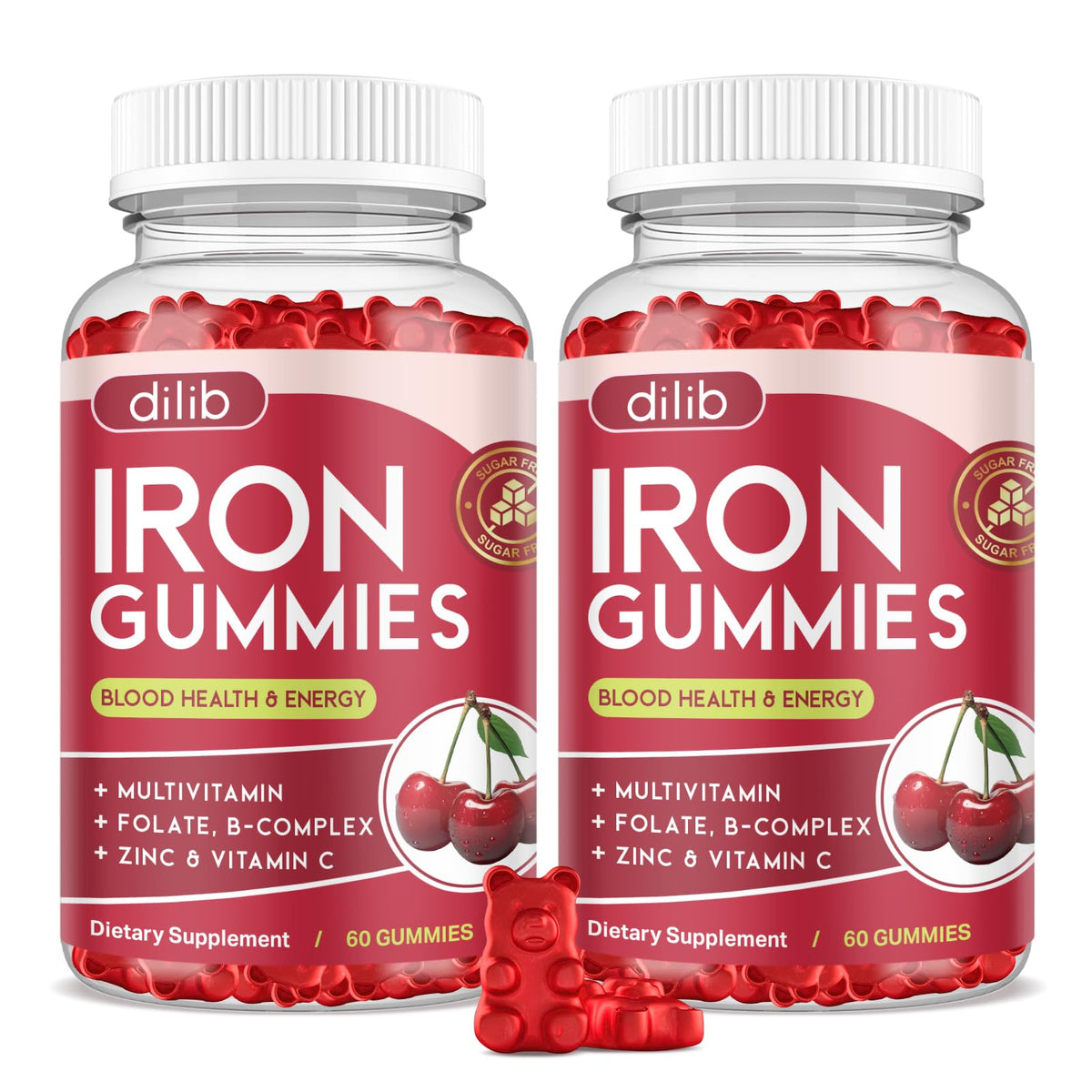 Gummies de Fer Dilib 120 gummies saveur cerise vue de face