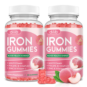 Gummies de fer Dilib 120 gummies saveur pêche, vue de face