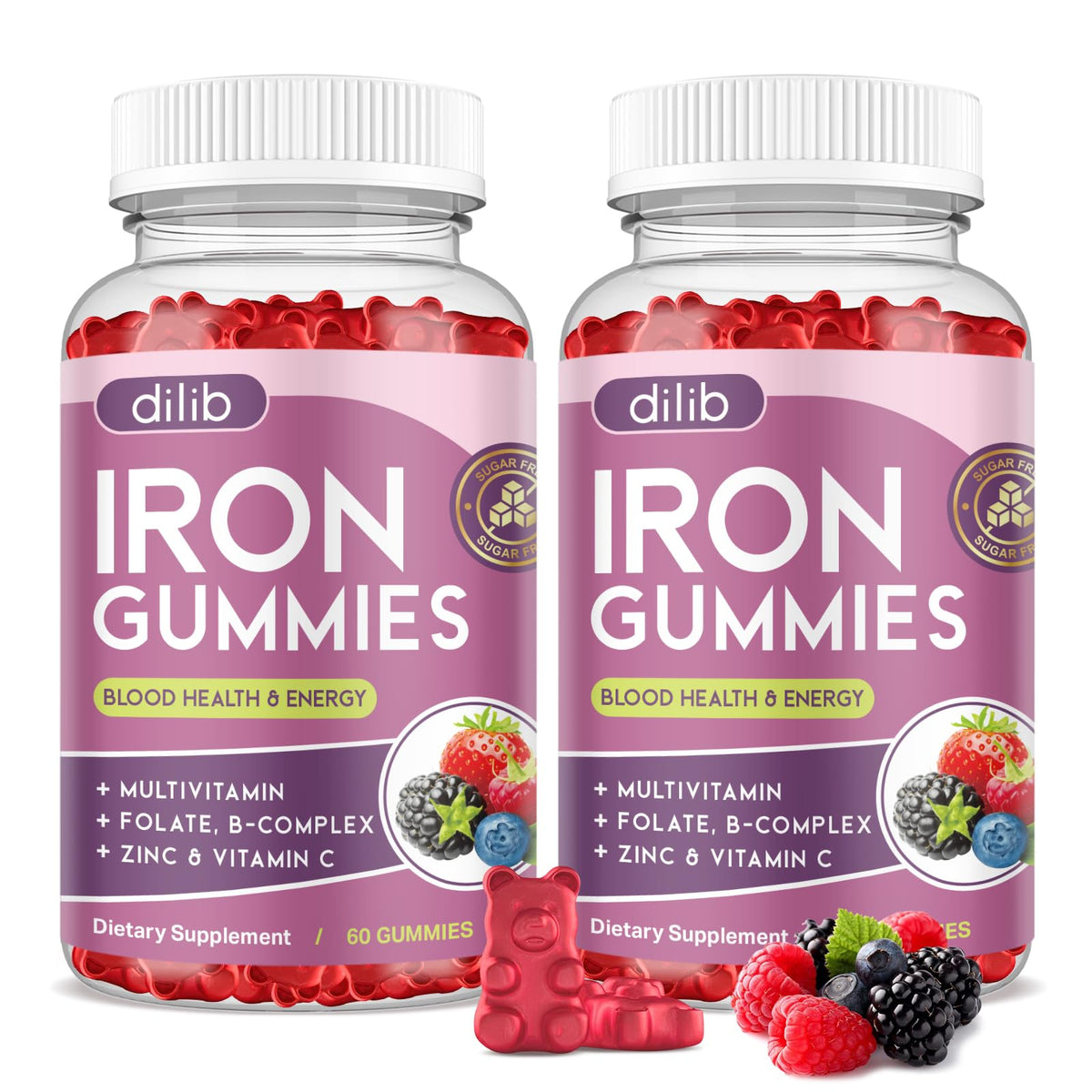 Gummies de fer dilib 120 unités en vue de face