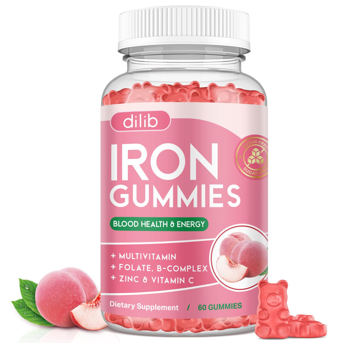 Gummies de Fer Dilib 60 gummies en boîte avec étiquette