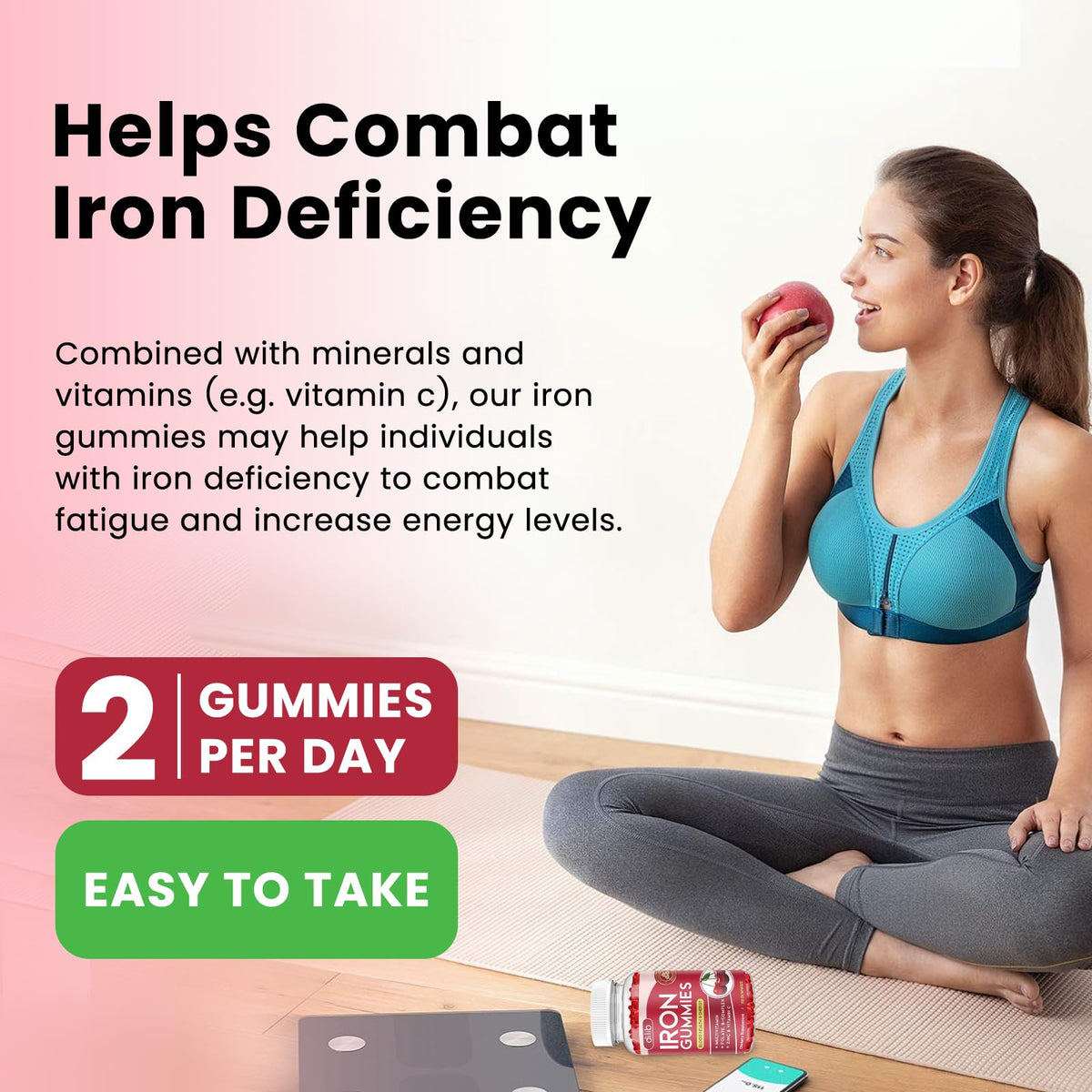 Gummies de Fer Dilib avec des ingrédients naturels autour