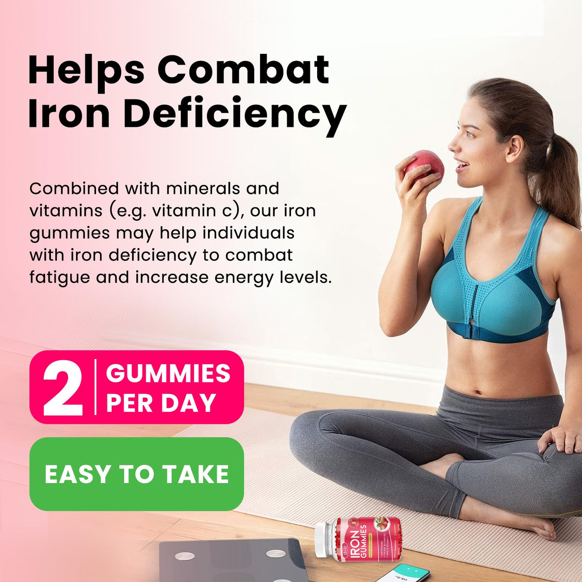 Gummies de Fer dilib avec des ingrédients sur une table