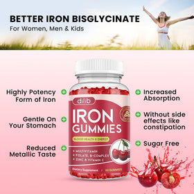 Gummies de Fer Dilib avec étiquette et informations nutritionnelles