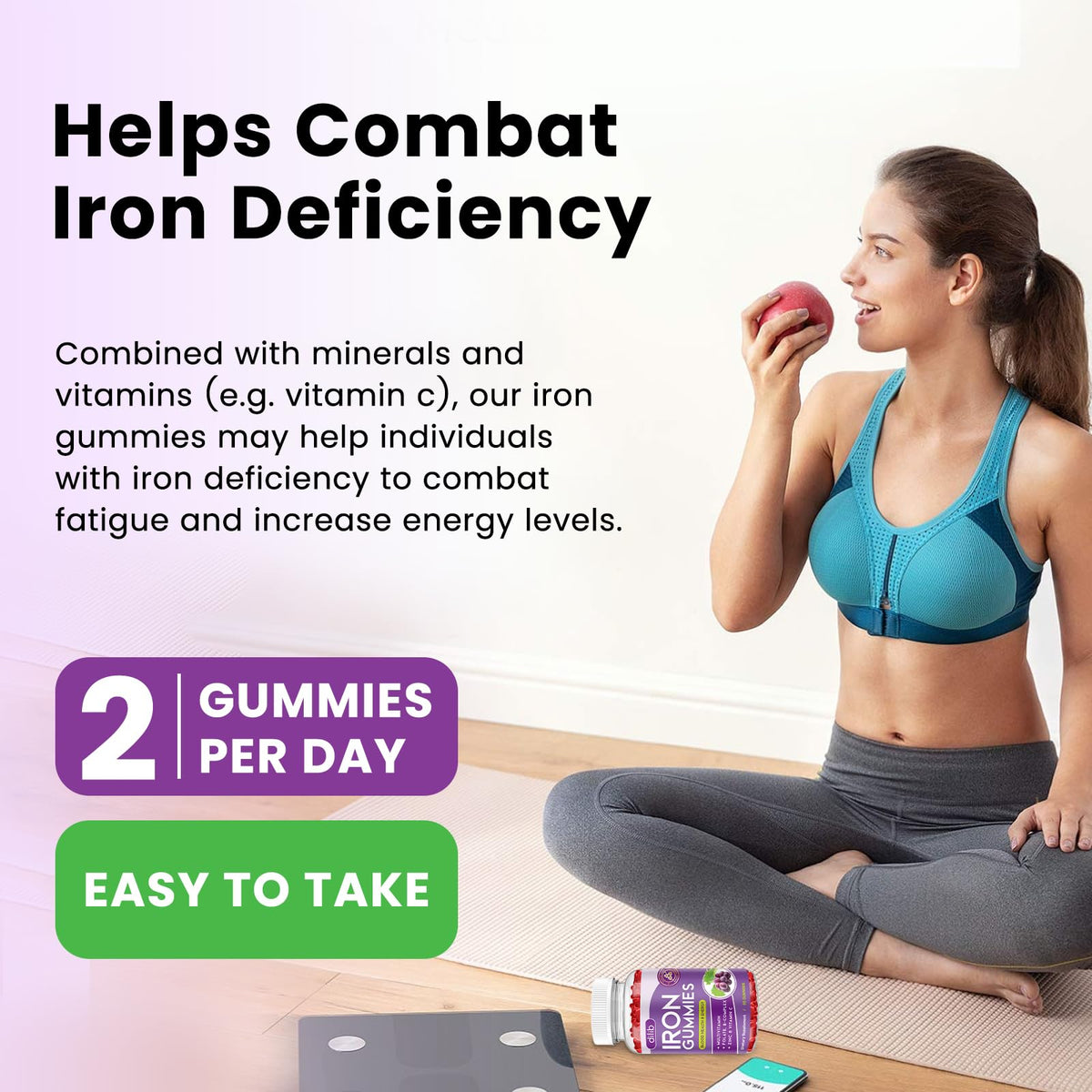 Gummies de Fer Dilib avec étiquette nutritionnelle visible