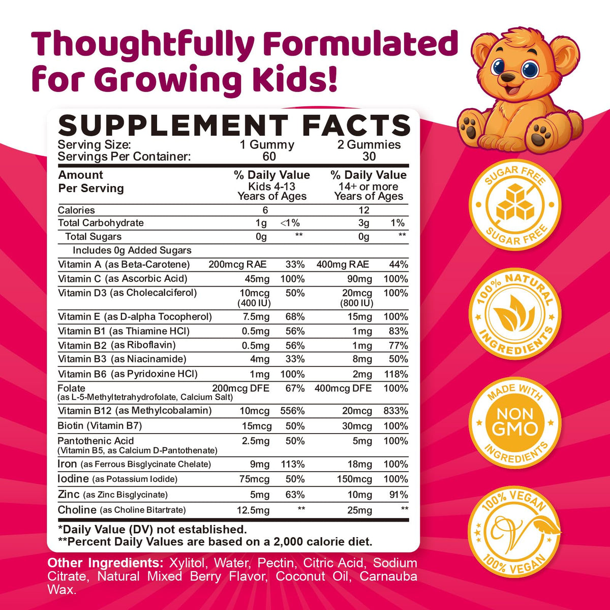 Gummies de Fer dilib avec un gummy en main, saveur baies mélangées