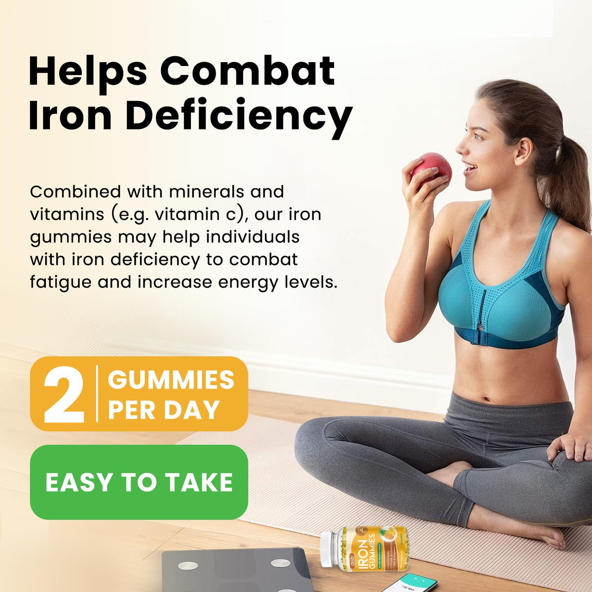Gummies de Fer Dilib avec une bouteille d'eau