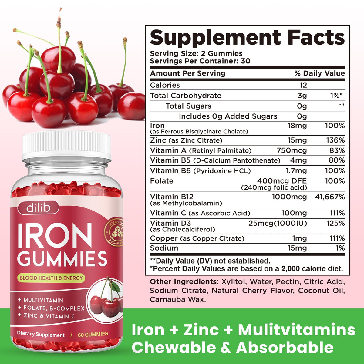 Gummies de Fer Dilib dans leur emballage ouvert