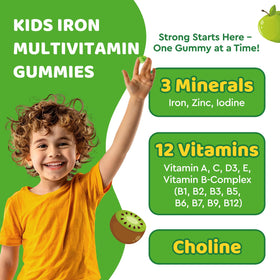 Gummies de Fer dilib montrant la texture et la couleur pomme verte