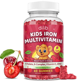 Gummies de fer dilib pour enfants, 60 gummies saveur cerise