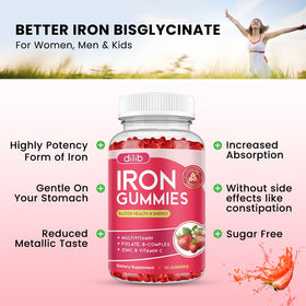 Gummies de Fer Dilib, vue de côté avec informations nutritionnelles