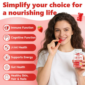 Gummies de Fer GGMMUU, flacon avec étiquette et informations nutritionnelles