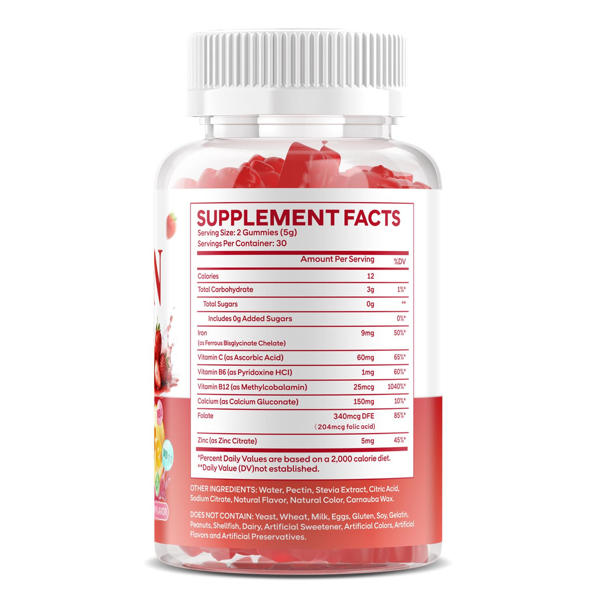 Gummies de Fer GGMMUU, flacon avec une main tenant des gummies