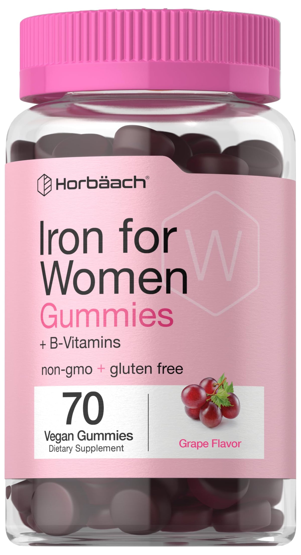 Gummies de fer Horbäach pour femmes, saveur raisin, vue avant