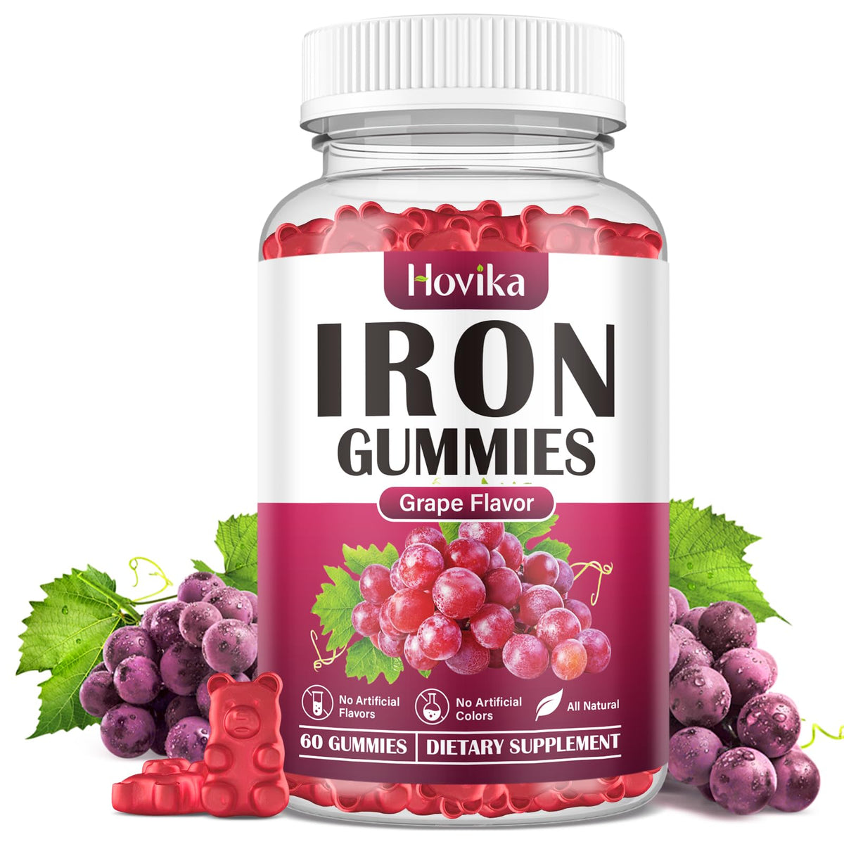Gummies de Fer Hovika 60 unités saveur raisin vue de face
