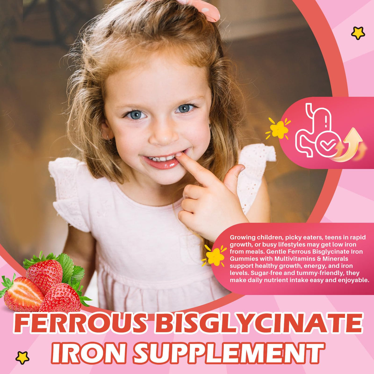 Gummies de fer Hovika pour enfants, emballage et informations nutritionnelles