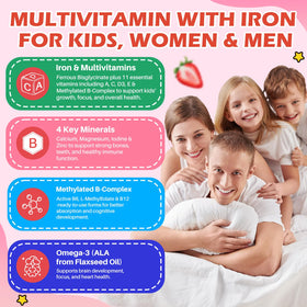 Gummies de fer Hovika pour enfants, ingrédients affichés sur l'emballage