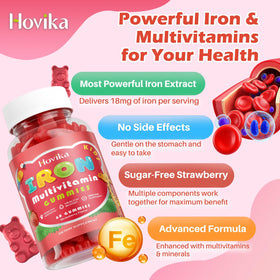 Gummies de fer Hovika pour enfants, texture et couleur