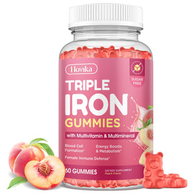 Gummies de Fer Hovika pour Femmes, 60 pièces, saveur pêche, emballage avant
