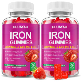 Gummies de fer HUUAYAO 120 pièces, saveur fraise, vue de face