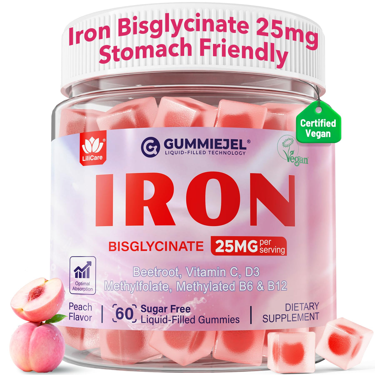 Gummies de fer LILICARE 25mg, 60 Cts, vue de face