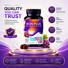 Gummies de fer LIVS, affichage de la portion recommandée