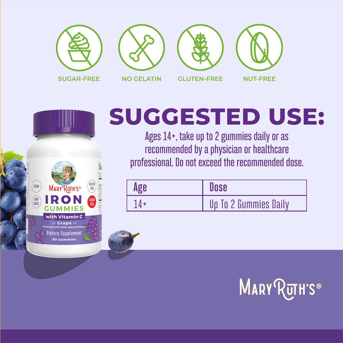 Gummies de Fer MARYRUTH'S à côté d'une cuillère pour référence de taille