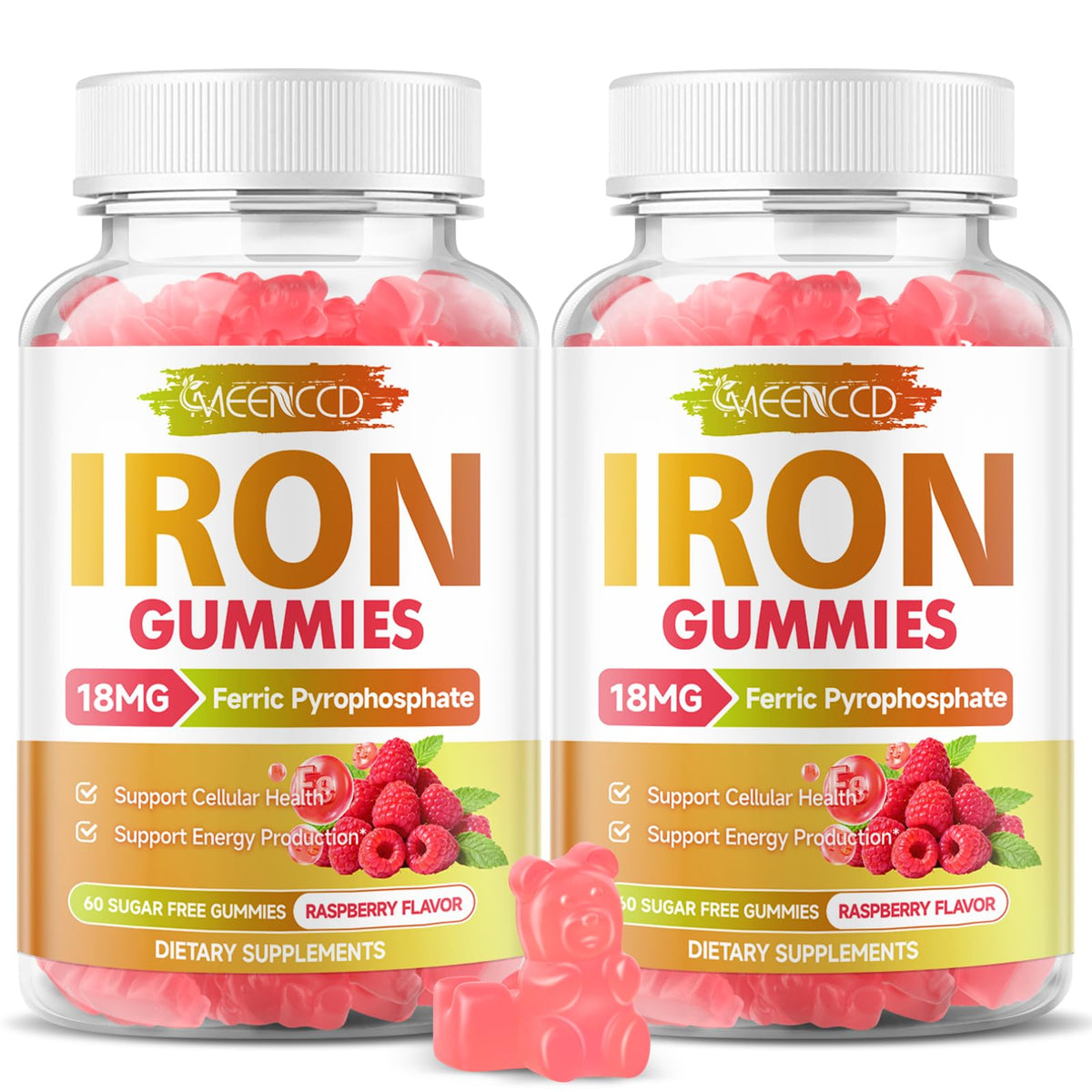 Gummies de Fer MEENCCD avec Vitamine C, boîte vue de face