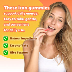 Gummies de Fer MEENCCD, taille de la boîte comparée à une main
