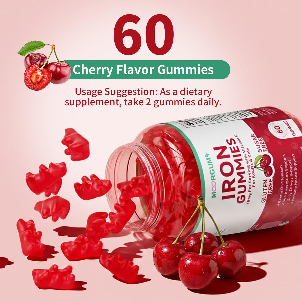 Gummies de Fer MOORGUMY, présentation sur une assiette