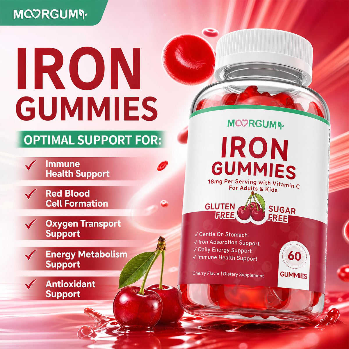 Gummies de Fer MOORGUMY, présentation sur une table