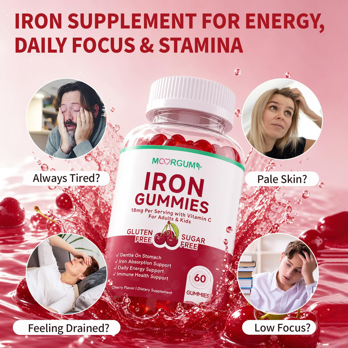 Gummies de Fer MOORGUMY, vue rapprochée des gummies