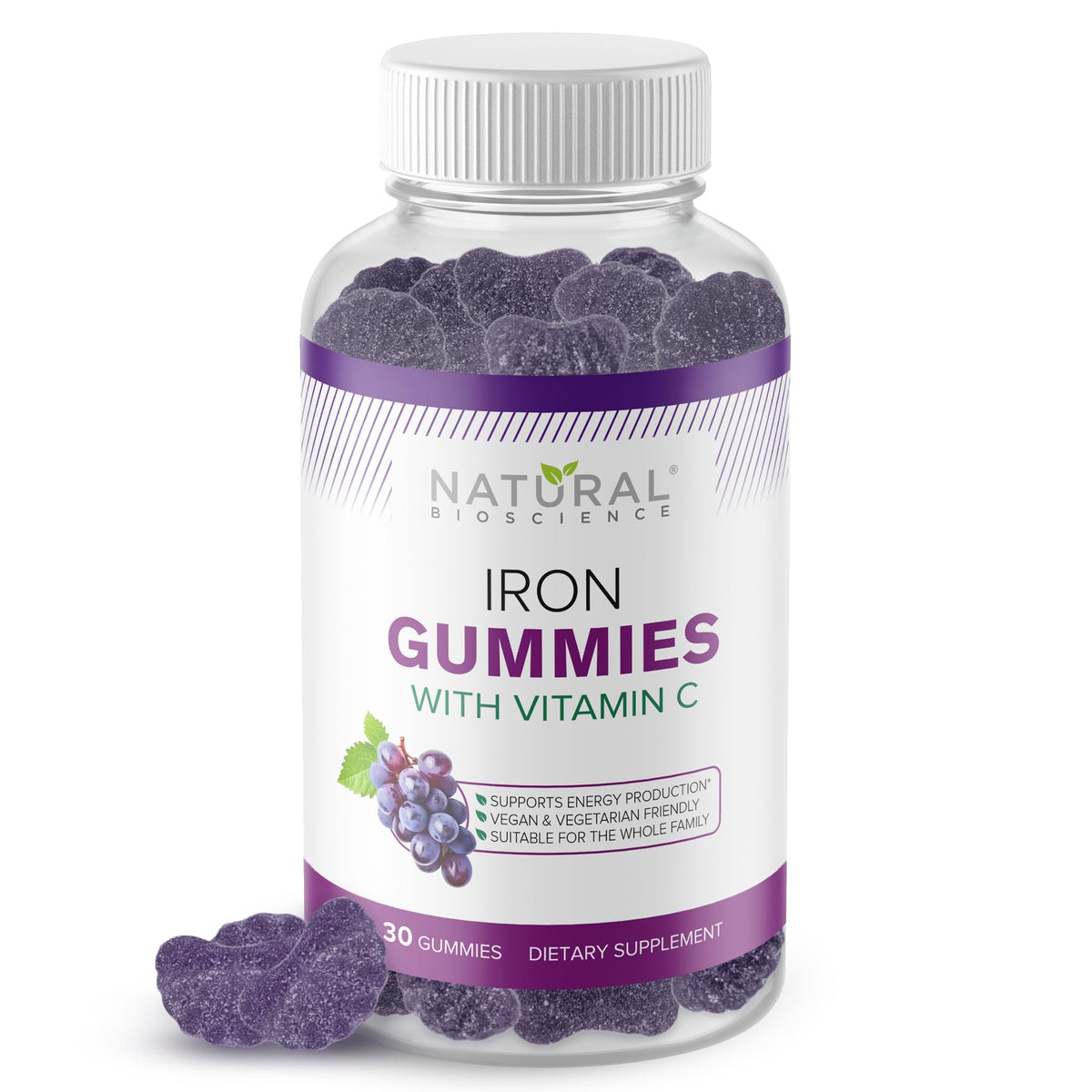 Gummies de fer Natural BioScience saveur raisin avant