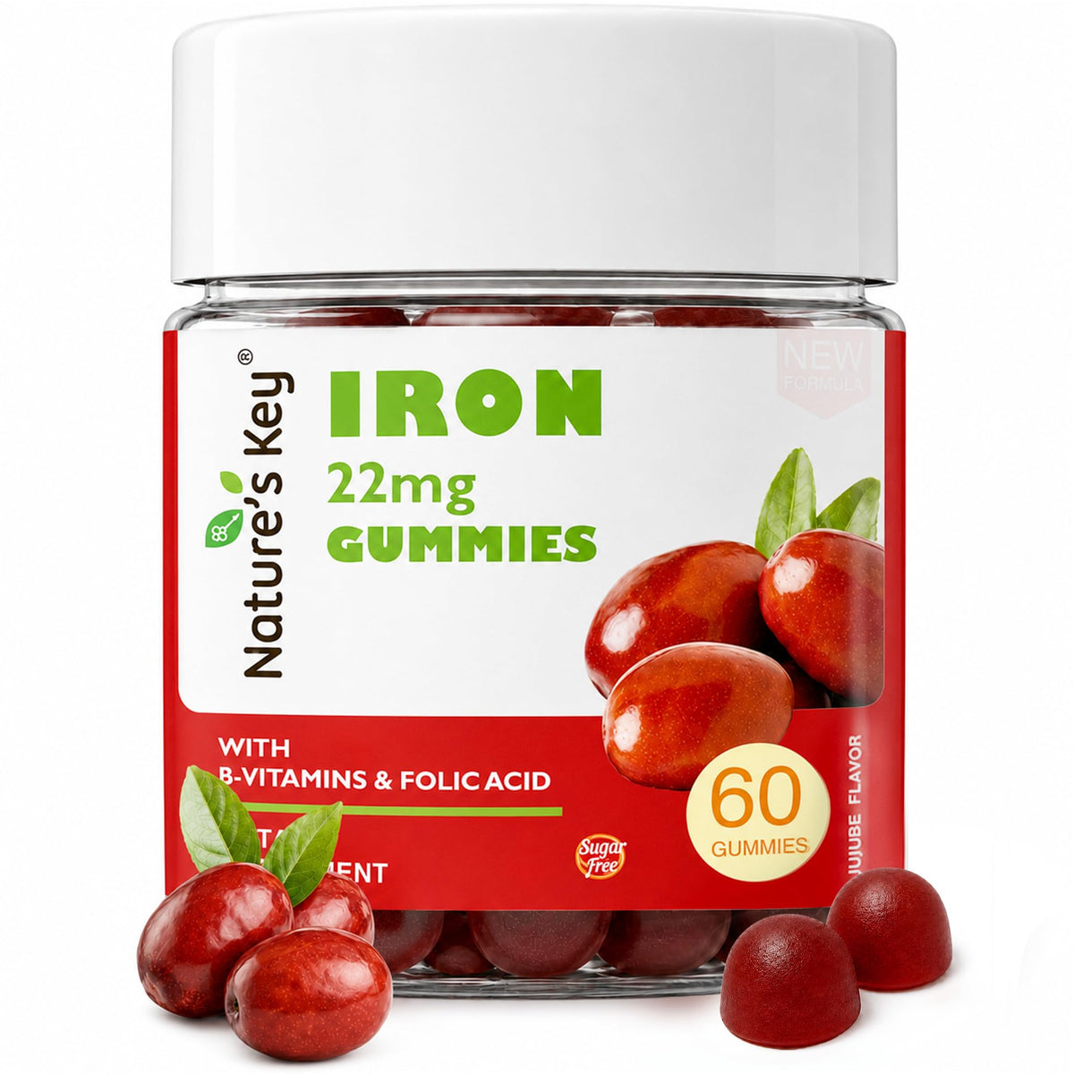 Gummies de Fer Nature's Key 22mg vue de face avec emballage