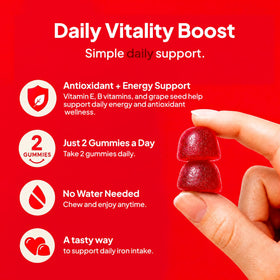 Gummies de Fer Nature's Key montrant la portion recommandée