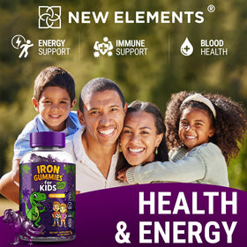 Gummies de Fer New Elements pour Enfants, avec une cuillère à côté pour la taille