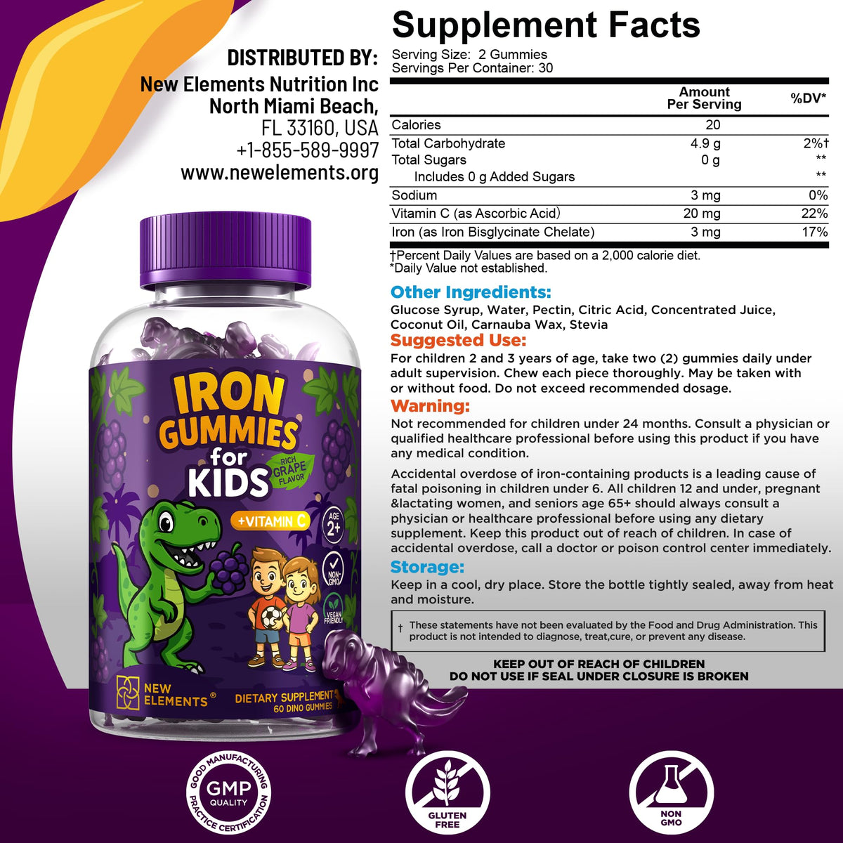 Gummies de Fer New Elements pour Enfants, présentation des gummies sur une table