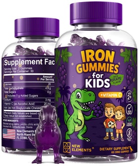 Gummies de Fer New Elements pour Enfants, saveur raisin, front de l'emballage