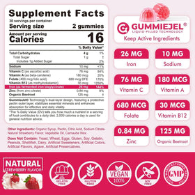 Gummies de fer Nextdia avec centre liquide à la fraise