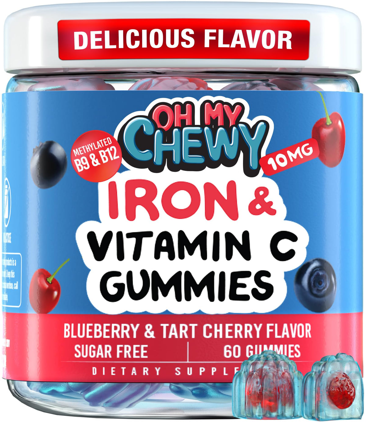 Gummies de Fer OH MY CHEWY en boîte avec des gummies colorés