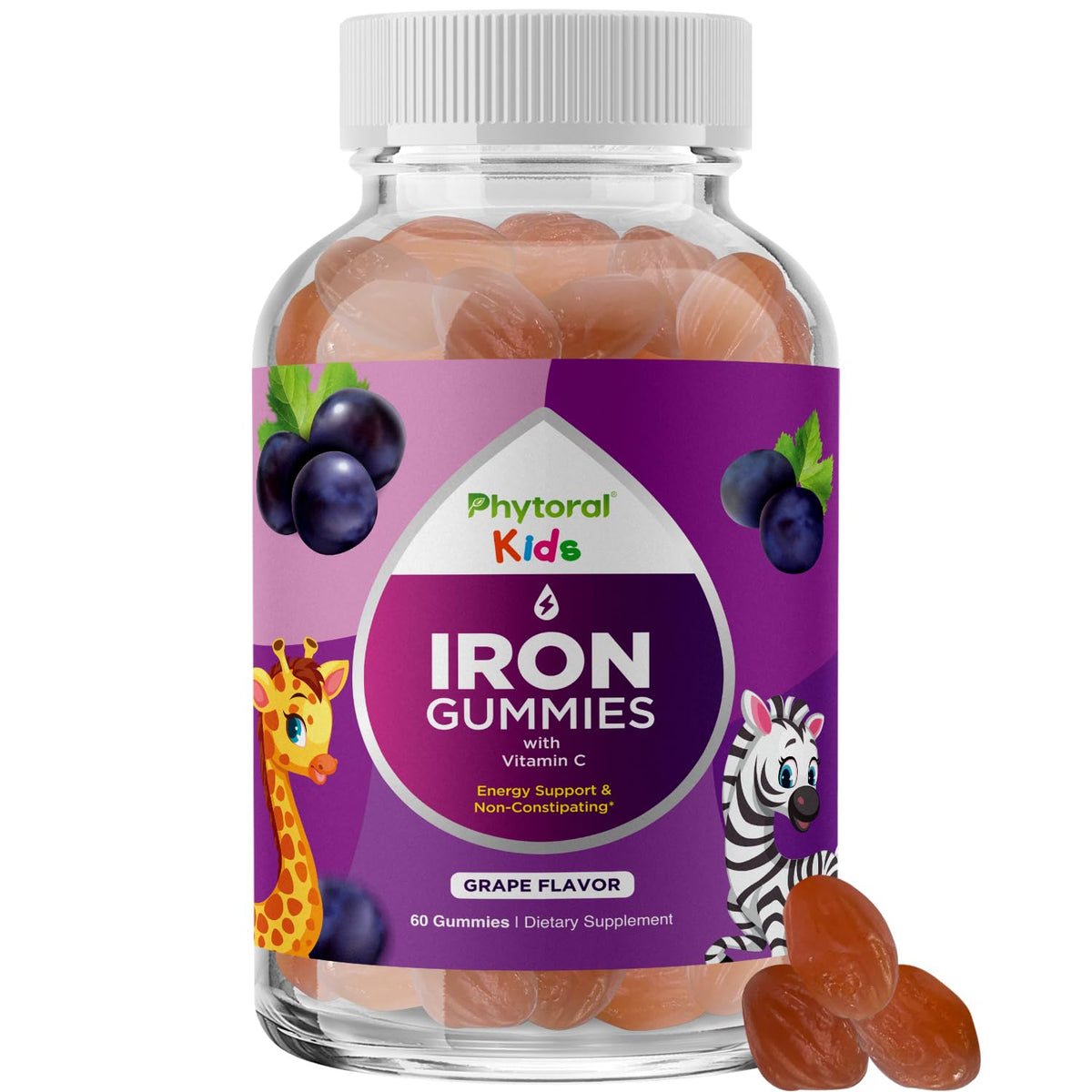 Gummies de fer Phytoral pour enfants, pot de 60 unités