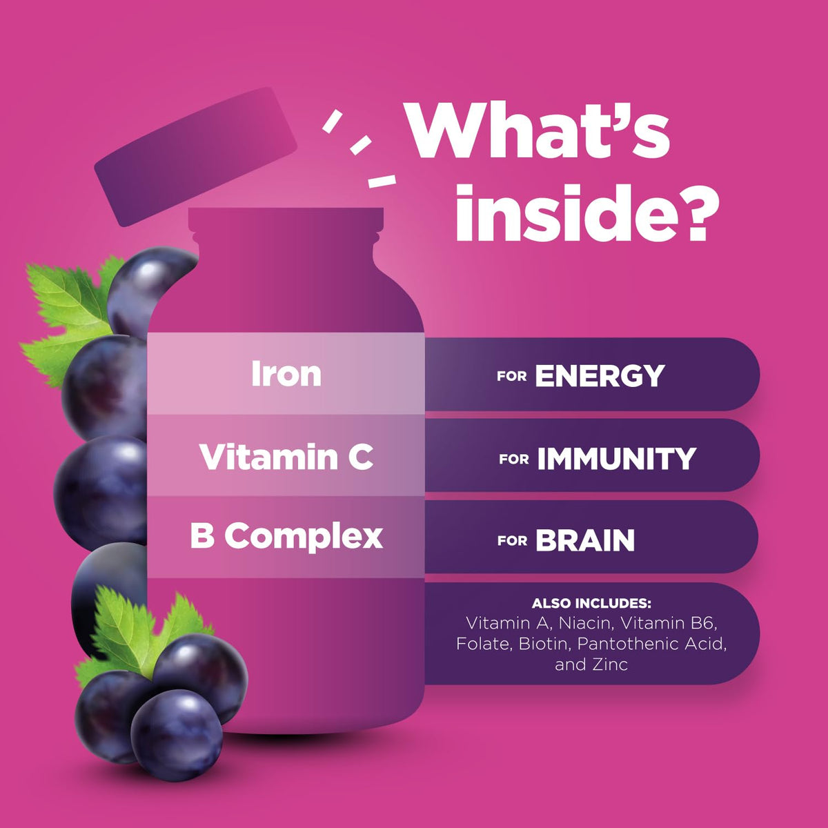 Gummies de fer Phytoral, présentation sur une table