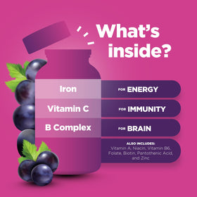 Gummies de fer Phytoral, présentation sur une table