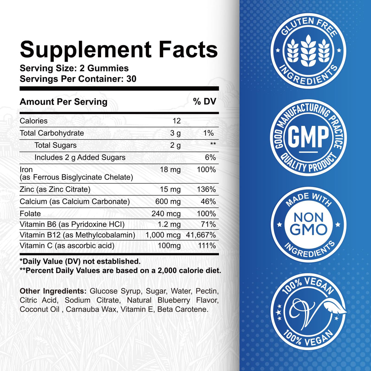 Gummies de Fer ReviNutra 60 unités vue de côté