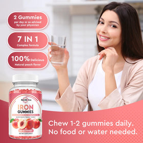 Gummies de fer ReviNutra avec une cuillère pour dosage