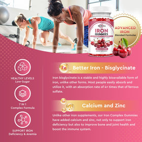 Gummies de fer ReviNutra avec une main tenant une gélule