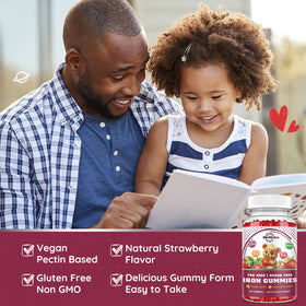 Gummies de fer ReviNutra, étiquette avec informations nutritionnelles