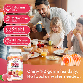 Gummies de fer ReviNutra, étiquette détaillant les ingrédients