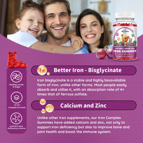 Gummies de fer ReviNutra, flacon ouvert avec gummies à l'intérieur